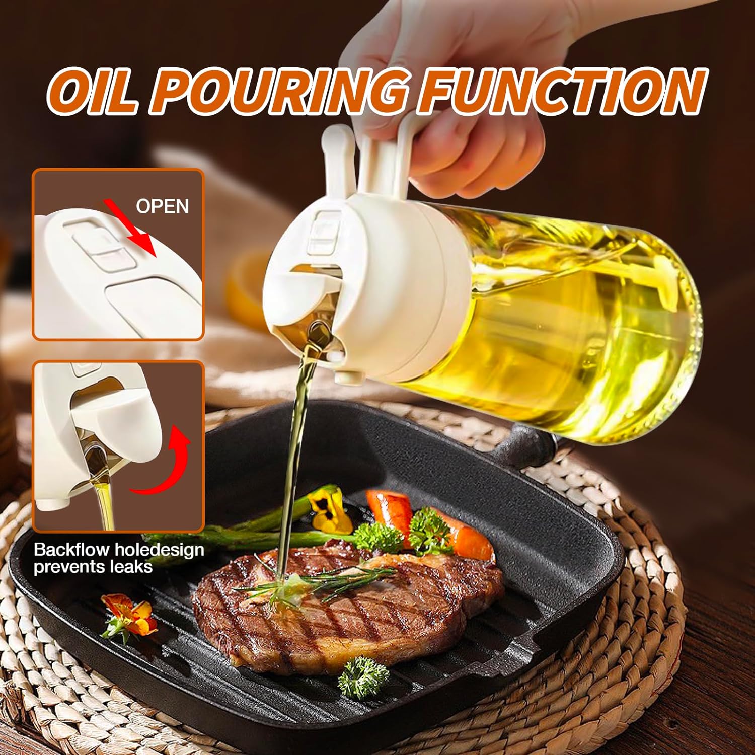 Oil Sprayer, Oil Dispenser Bottle, Glass Oil Bottle, Oil Spray Bottle, Food-grade Oil Mister for Air Fryer, Salad, Frying, BBQ -17oz/500ml (2 in 1) Oil Sprayer, Oil Dispenser Bottle, Glass Oil Bottle, Oil Spray Bottle, Food-grade Oil Mister for Air Fryer, Salad, Frying, BBQ -17oz/500ml (2 in 1)